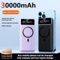 30000mah Magnetic Wireless Power Bank Ultra Fast Charging Built-In Display Screen Cable External Battery For iphone Huawei New. 