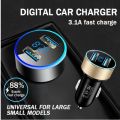 3.1A Car Charger for Cigarette Lighter 12V 2 Port Dual USB Quick Fast Charging Car Charges With LED Display Voltmeter For Cars.