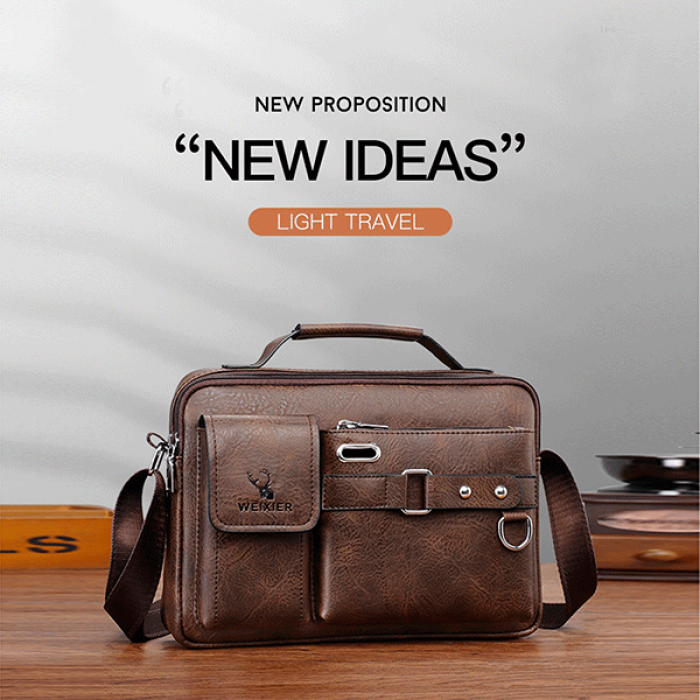 Men's Pu Leather Shoulder Bag (Chocolate Color )