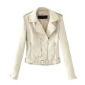 Faux Leather Jacket Women's Grunge Zippered Belted Lapel Streetwear Motorcycle Coats Cool Girls Asymmetrical Bomber Jackets.