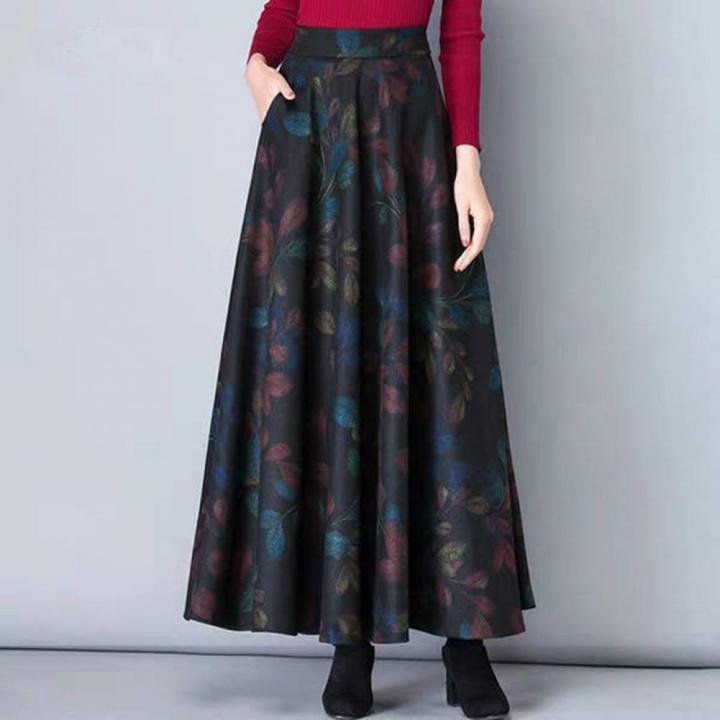 Office Skirt Thick Elegant Skirt Warm Versatile Fashion High Waist A-Line Maxi Winter Long Skirt