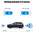 8 sensors Grey-12V PDC Car Parking Sensors 8pcs Set Parktronic Distance Control Buzzer Alarm System LED Display Reversing Auto Radar Monitor.