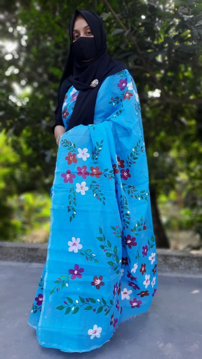 Sky%20Color%20Half%20Silk%20Hand%20Painted%20Saree%20Floral%20Design%20-01%20-%20Image%204