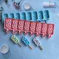 8-Hole Ice Cream Silicone Mold Chocolate Baking Soap Mould Colorful Geometric Lines Home Ice Cube Making Tray Container.
