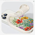 Jizetin for OPPO Reno2 Back Cover Colorful Flowers Lambskin Texture PU Leather Back For Girls Boys Soft Phone Case.