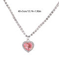 Pink Heart Pendant Necklace for Women Lovers Rhinestone Clavicle Chain Choker Female Cute Crystal Moonstone Jewelry Gifts. 