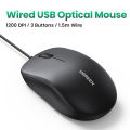 UGREEN USB Wired Mouse 1200 DPI Optical Computer Mouse Ergonomic Design with 1.5m Wire Mice for Laptop, Chromebook, PC. 