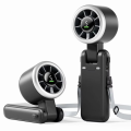 Turbo Mini High-Speed Handheld Fan with Smart Digital Display, 5 Wind Speeds & Rechargeable 1200mAh Battery – N607 Gray. 