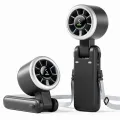 Turbo Mini High-Speed Handheld Fan with Smart Digital Display, 5 Wind Speeds & Rechargeable 1200mAh Battery â N607 Gray.
