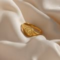 2023 Creative Eagraved Facial Expression of Moon Sun Star Gold Plated Ring Tarnish Free Stainless Steel Godness Signet Ring. 