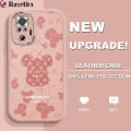 Jizetin for Redmi Note 10 Pro / Note 10 Pro Max Back Cover Luxury Brand Bear Lambskin Texture PU Leather Back For Girls Boys Soft Phone Case.
