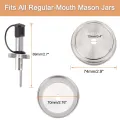 6PCS Stainless Steel 70mm Regular Mouth Mason Jar Pour Spout Lids with Plastic Caps for Olive Oil Cocktail Dispenser. 