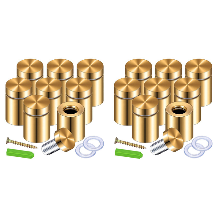 NXFDSIOZ 16 Pack Standoff Screws 3/4 x 6/5 Inch Gold Sign Standoffs Hanging Acrylic Picture Frame Advertising Screws Kit