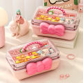 Multi-layer Hairpin Storage Box Cute Girls Jewellery Box Children's Hair Accessories Storage Box Toy Storage Box 악세사리 보관함. 