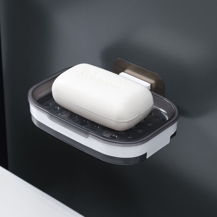 1/2PCS%20Simple%20Soap%20Box%20Punch-free%20Wall-mounted%20Household%20Soap%20Rack%20Double-layer%20Drain%20Soap%20Box%20Bathroom%20Sink%20Accessories%20-%20Image%209