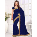 Navy Blue Embodaried Georgette Saree for Women.
