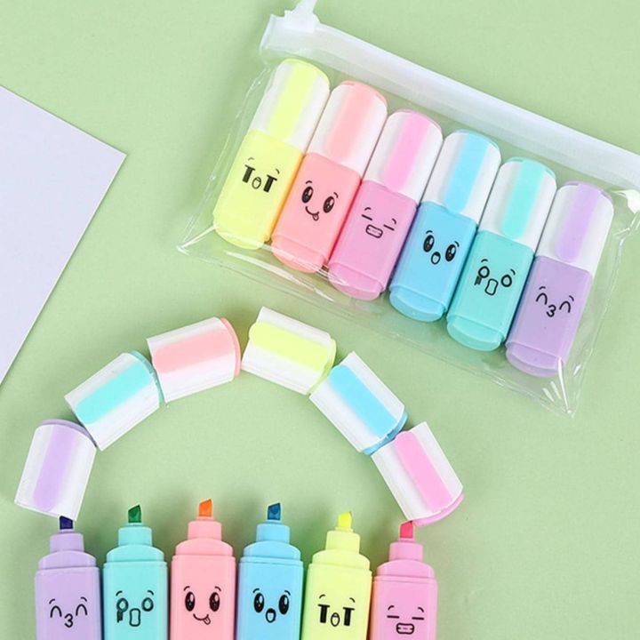 Minnie cartoon photo highlighter pen 6 pieces 1 box