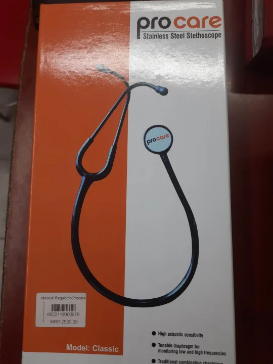 Procare%20Classic%20Stainless%20Steel%20Stethoscope%20-Black%20-%20Image%204
