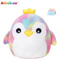 Athoinsu Cute Penguin Throw Pillow Cotton Filled Round Cushion Rainbow Pink Soft Safe Children Plush Toy Sofa Cushion Home Decor. 