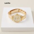 Lovito Classy Plain Basic Stainless Steel Strap Quartz Watch for Woman LL4025 (Golden).