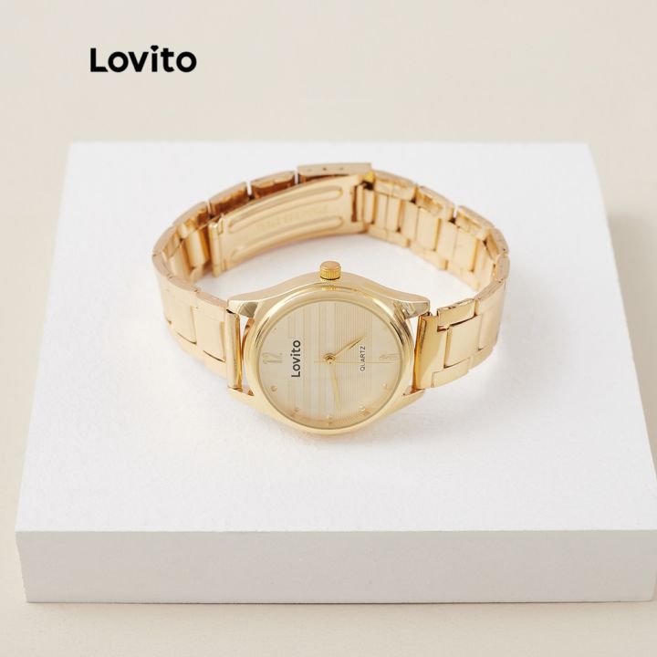 Lovito%20Classy%20Plain%20Basic%20Stainless%20Steel%20Strap%20Quartz%20Watch%20for%20Woman%20LL4025%20(Golden)%20-%20Image%207