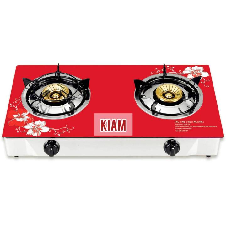 Kiam Gas Stove With GlassDouble Barner G46 LPG