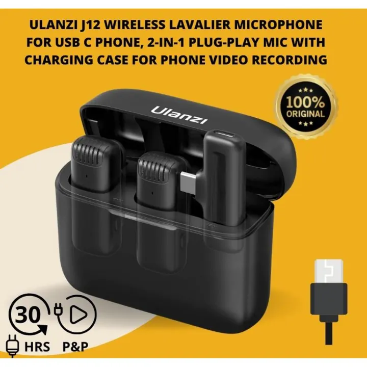 Ulanzi%20J12%20Dual%20Wireless%20Microphone%20With%20Charging%20Case%20For%20Type-C%20Microphone%20for%20YouTube%20Podcast%20Zoom%20Interview%20Vlog,%203%20Levels%20Noise%20Reduction%20(No%20Need%20App/Bluetooth)%20-%20Image%202