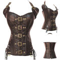 Steampunk Corset Top Women Corset Bustier Gothic Corselet Overbust Leather Bustier Waist Trainer Plus Size 6xl Steel Boned.
