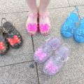 Summer Internet Hot New Girls' Sandals Closed Toe Jelly Roman Children Toddler Polka Dot Bow Princess Beach Shoes.