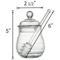 Transparent glass honey jar with lid Honey Jar with Dipper, Clear, 9 Ounces. 