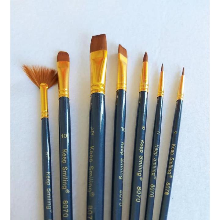 Keep Smiling Artist Nylon Hair 7pcs Mix Brush Set | Daraz.com.bd