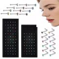 40/60 Piece/Set Crystal Surgical Steel Nose Stud Pack Nose Piercing Straight Nose Ring Set Ear Bone Needle Studs Body Jewelry.