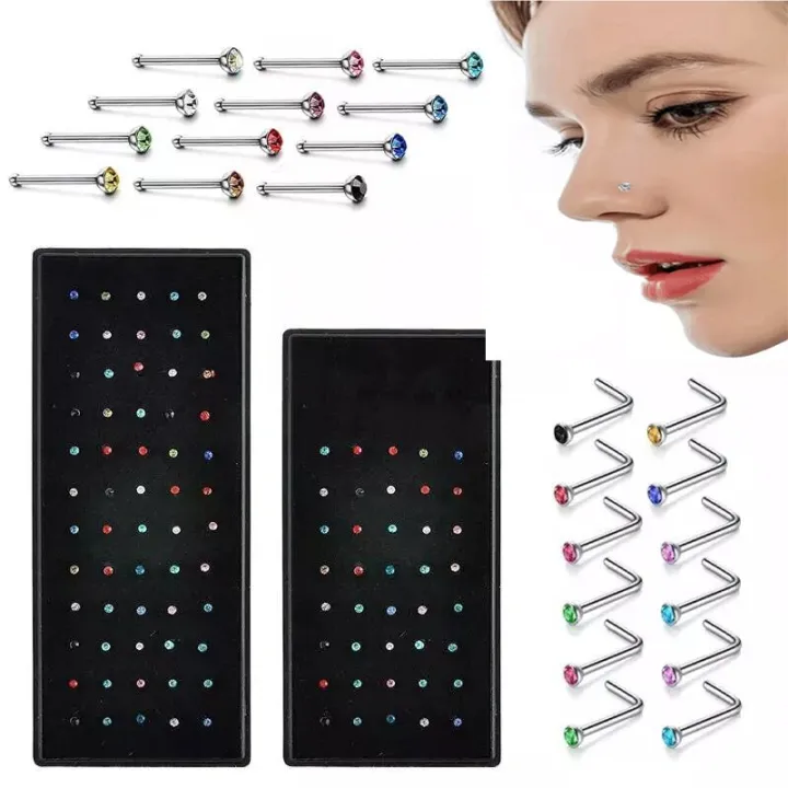 40/60%20Piece/Set%20Crystal%20Surgical%20Steel%20Nose%20Stud%20Pack%20Nose%20Piercing%20Straight%20Nose%20Ring%20Set%20Ear%20Bone%20Needle%20Studs%20Body%20Jewelry%20-%20Image%204
