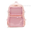 New Girls Large School Pink Ita Backpack with Two Clear Pockets for Pin Display Women Big Kawaii Ita Bag with Insert Plate H221.
