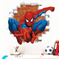 3D Broken Wall SpiderMan Marvel Avengers Wall Stickers For Kids Room Living Room Bedroom Wall Decoration SuperHero Movie Poster.
