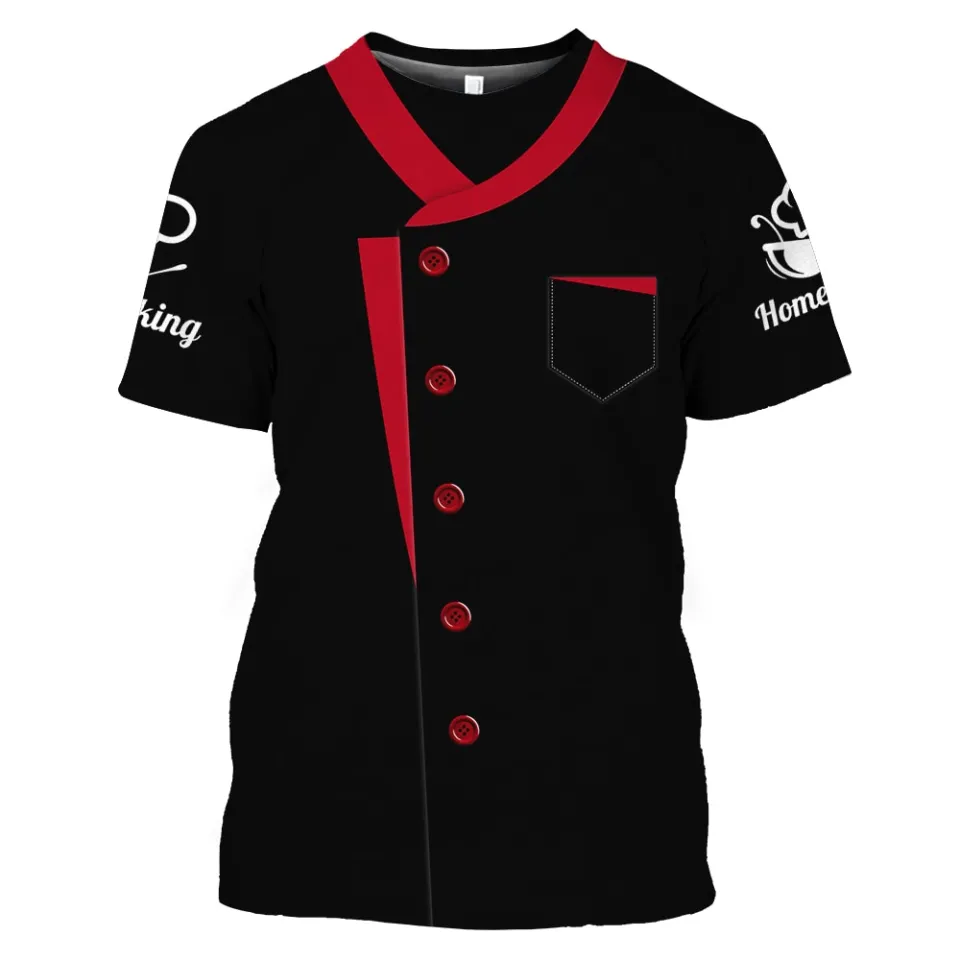 Chef T Shirt Suit Cook Print Tee Summer Quick Dry Funny Uniform