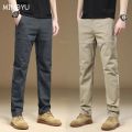 MINGYU Brand Clothing Men's Cargo Work Pants 97%Cotton Thick Solid Color Wear Korean Grey Casual Trousers Male Large Size 38 40.