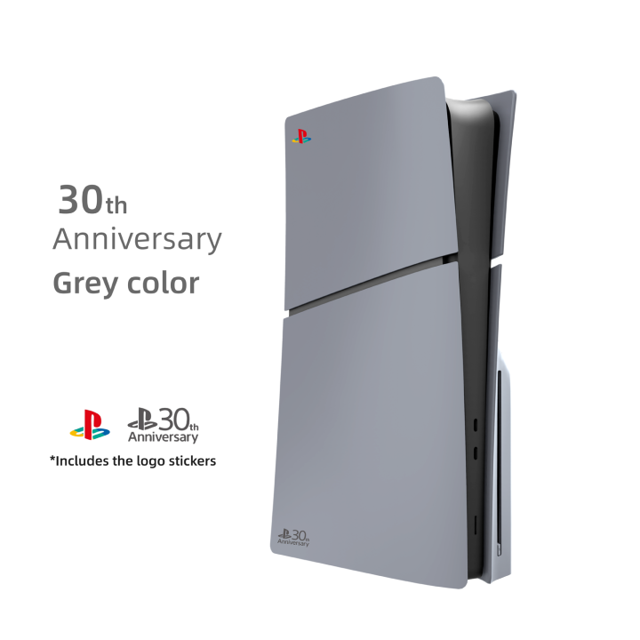 Limited%20Edition%20Grey%20Custom%20Replacement%20Faceplates%20with%20Logo%20Skin%2030th%20Anniversary%20Sticker%20ABS%20Cover%20Shell%20For%20PS5%20Slim%20Console%20-%20Image%203