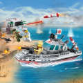 Enlightenment building blocks compatible with LEGO toys Battlefield Military Series Battleship Coastline Battle Cruiser Destroyer Boy.