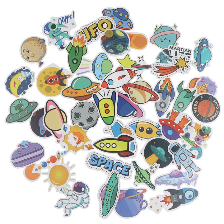 50Pcs%20Cartoon%20Space%20Planet%20Stickers%20Laptop%20Luggage%20Guitar%20Skateboard%20Decals%20BAWEI%20-%20Image%204