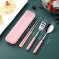 Kids Portable Stainless Steel Cutlery 2 Piece Spoon Fork With Chopsticks Set - Ideal Kids Student Gift Set For Mealtime Adventures At Home Or School.