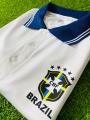 Polyester mesh polo Short Sleeve Brazil Away Jersey – black logo –. 