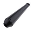Black Universal Motorcycle Exhaust Pipe w/ Sliding Bracket Muffler Silencer. 