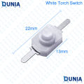 DC Mini White Torch Pushbutton Self Lock Switch. 