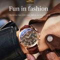 OLEVS 2871 Watch For Men Waterproof Business Dress Analog Quartz Calendar Wristwatch Luxury Brand Date Sport Leather Luminous Clock Black.