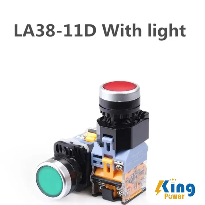 LA38-11D Automatic Push button Momentary Self-Reset ON OFF Push Button Switch 22mm 1NO 1NC with AC 220V LED Indicator Lamp Used GMC-22 Finder MK2P-1 Relay Make DOL Starter