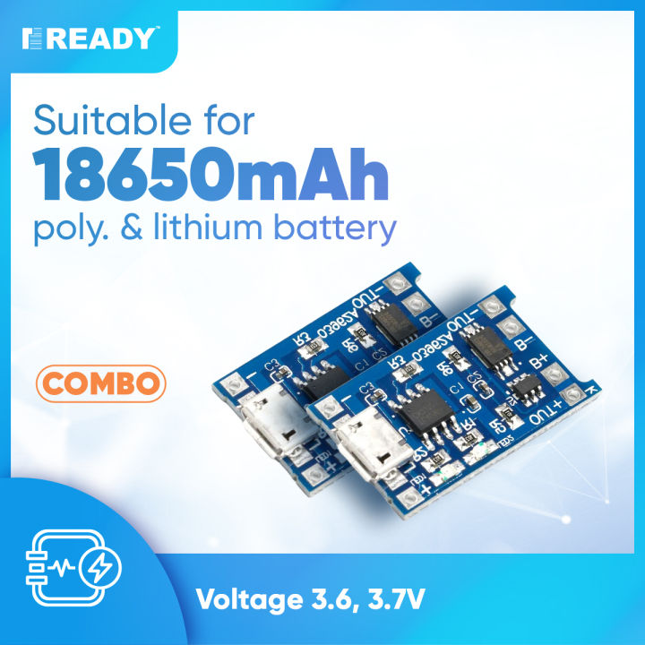 Micro USB 5V 1A TP4056 Lithium Battery Charger Module Charging Board With Protection Dual Functions 1A Li-ion for arduino ( 2pcs COMBO)