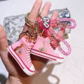 Cartoon Barbie Pvc Keychains Pink Barbie Figure Love Heart Pendant Key Chains Women Bag Car Key Holder Keyrins Accessories Gifts.