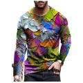 3D Digital Printed T-shirt Men Personality Visual Graffiti Pullover Long Sleeve T Shirts Super Cool Tops Tees Washed Graphic Tee.