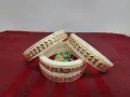 White & Red Latest Design Shakha Pola Bangles for Women , Party , Wedding , Anniversary , Durga Puja & All Time Use Shakha Bangles.. 
